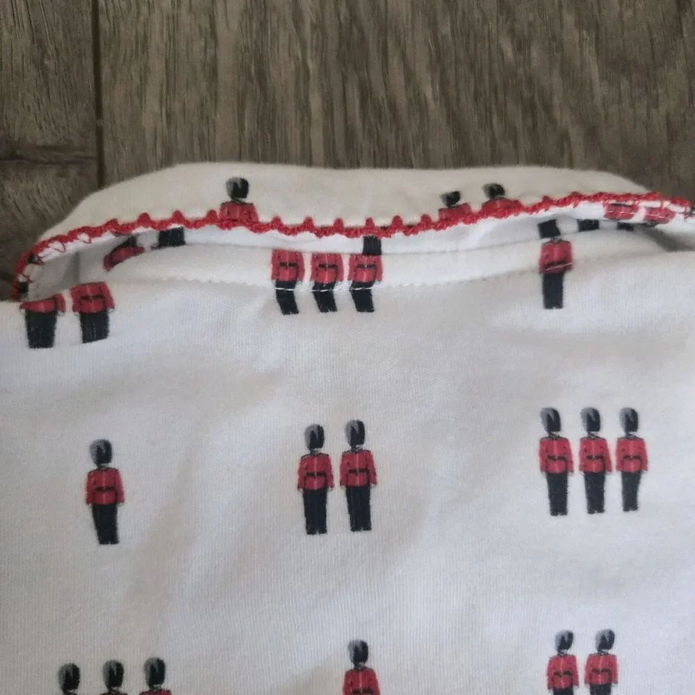 Rachel Riley 6M British Royal Guard Cotton Footed Sleeper White Red Soldier